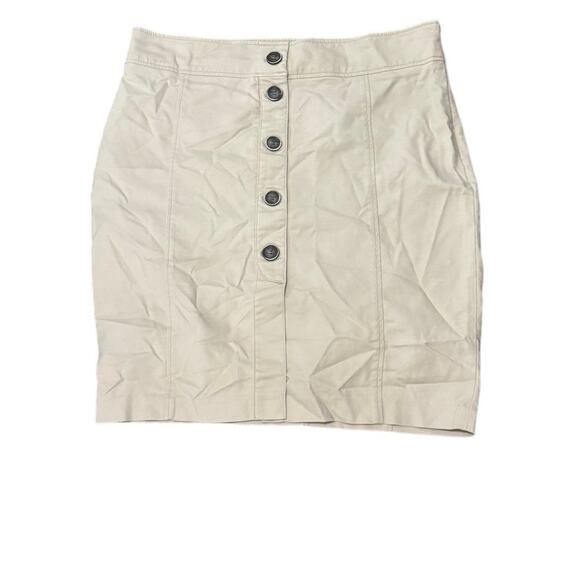 Zara Basic Beige Button Front Mini Skirt Size XL 32 Khaki Cotton Utility - Picture 1 of 6